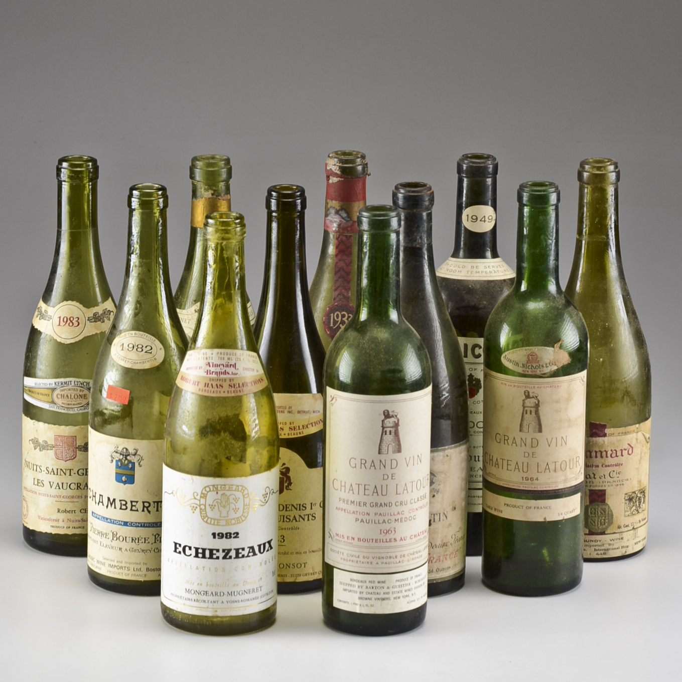 Collection of Vintage French Wine Bottles