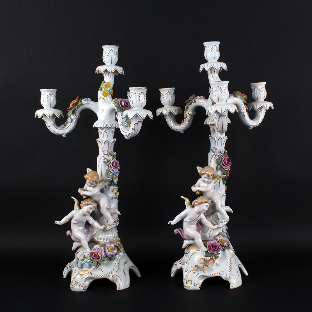 Antique German Porcelain Von Schierholz Candelabras