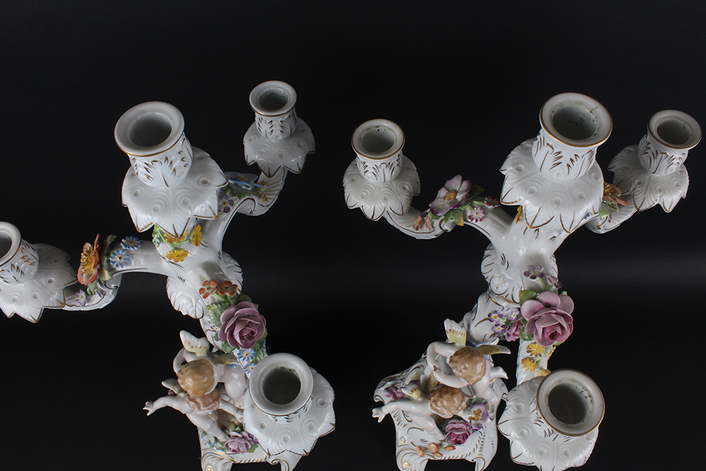 Antique German Porcelain Von Schierholz Candelabras