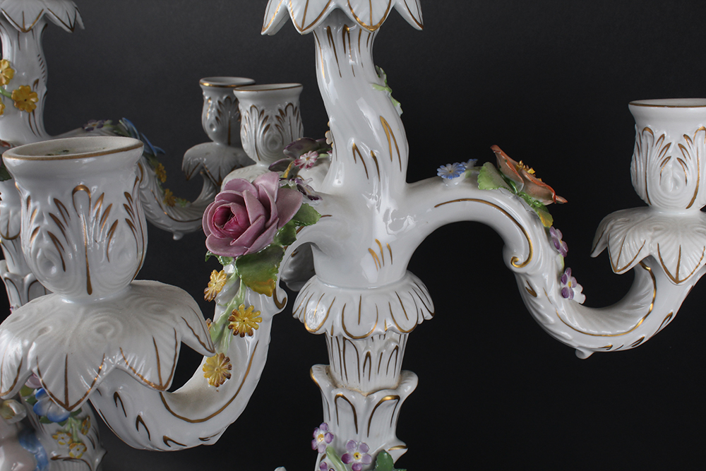 Antique German Porcelain Von Schierholz Candelabras