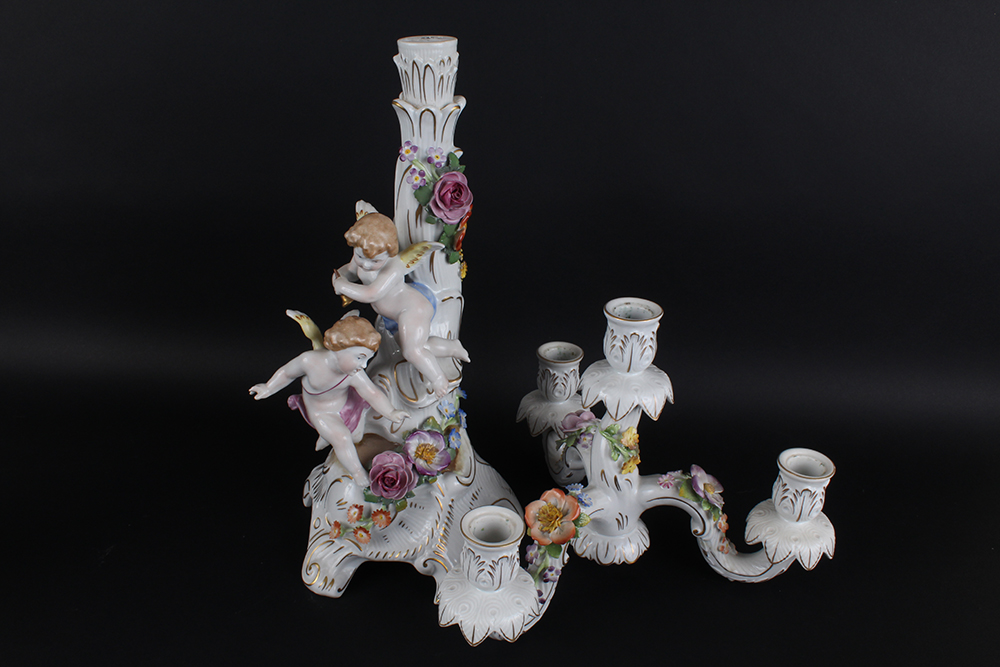 Antique German Porcelain Von Schierholz Candelabras
