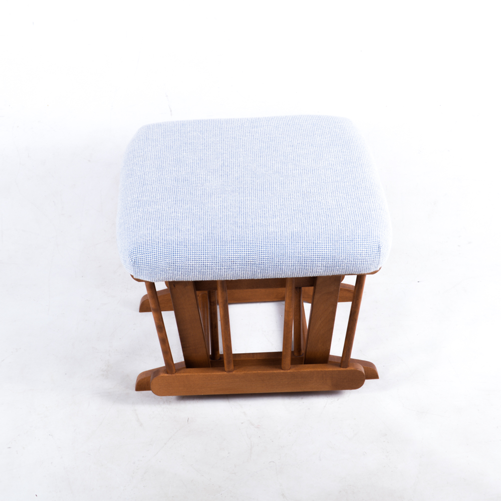 Eagle Dutailier Glider and Ottoman with Blue Cushions