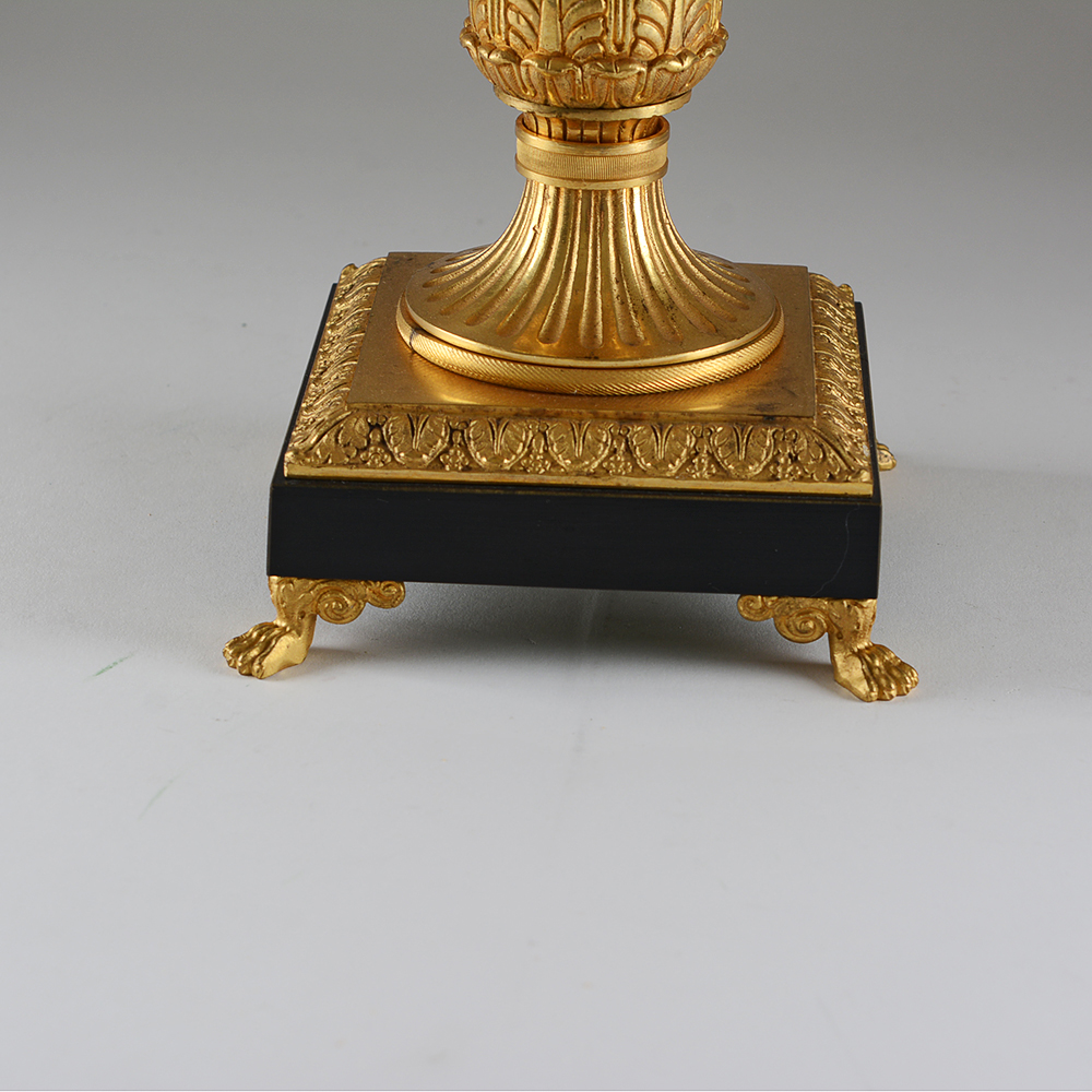 Pair of Fire-Gilded French Empire Candelabra