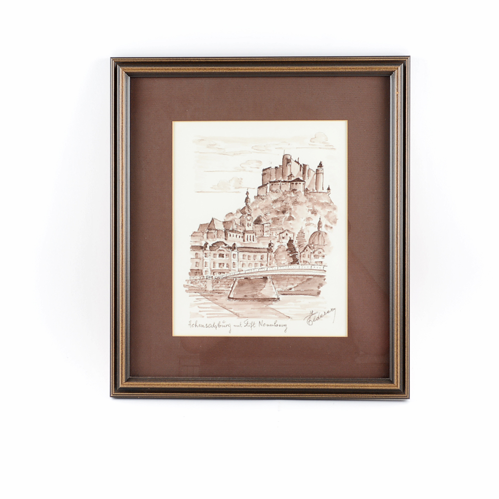 Hohensalzburg and Stift Nonnberg Sketch and Watercolor