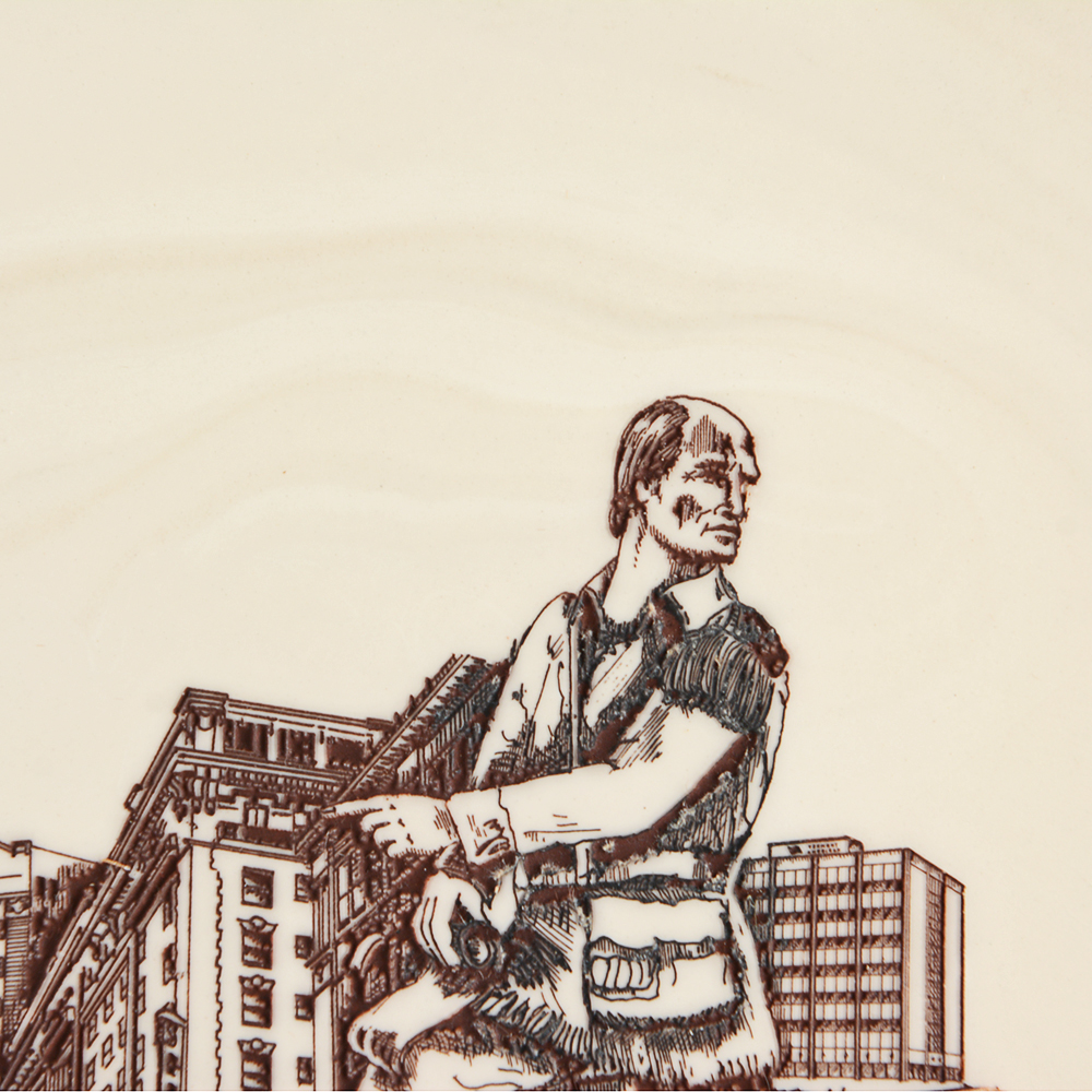 Signed and Numbered Hand Cut Marble Engraving of Louisville by D. Bevins