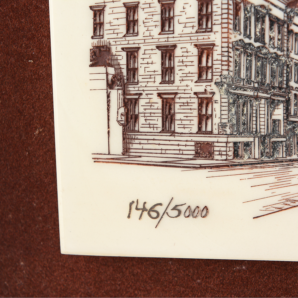 Signed and Numbered Hand Cut Marble Engraving of Louisville by D. Bevins