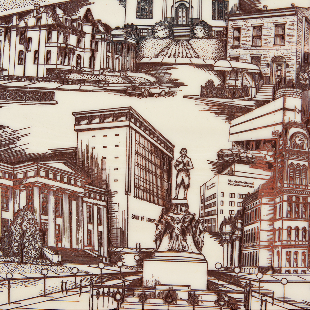 Signed and Numbered Hand Cut Marble Engraving of Louisville by D. Bevins