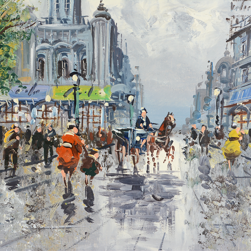 Original Acrylic French Cityscape on Canvas