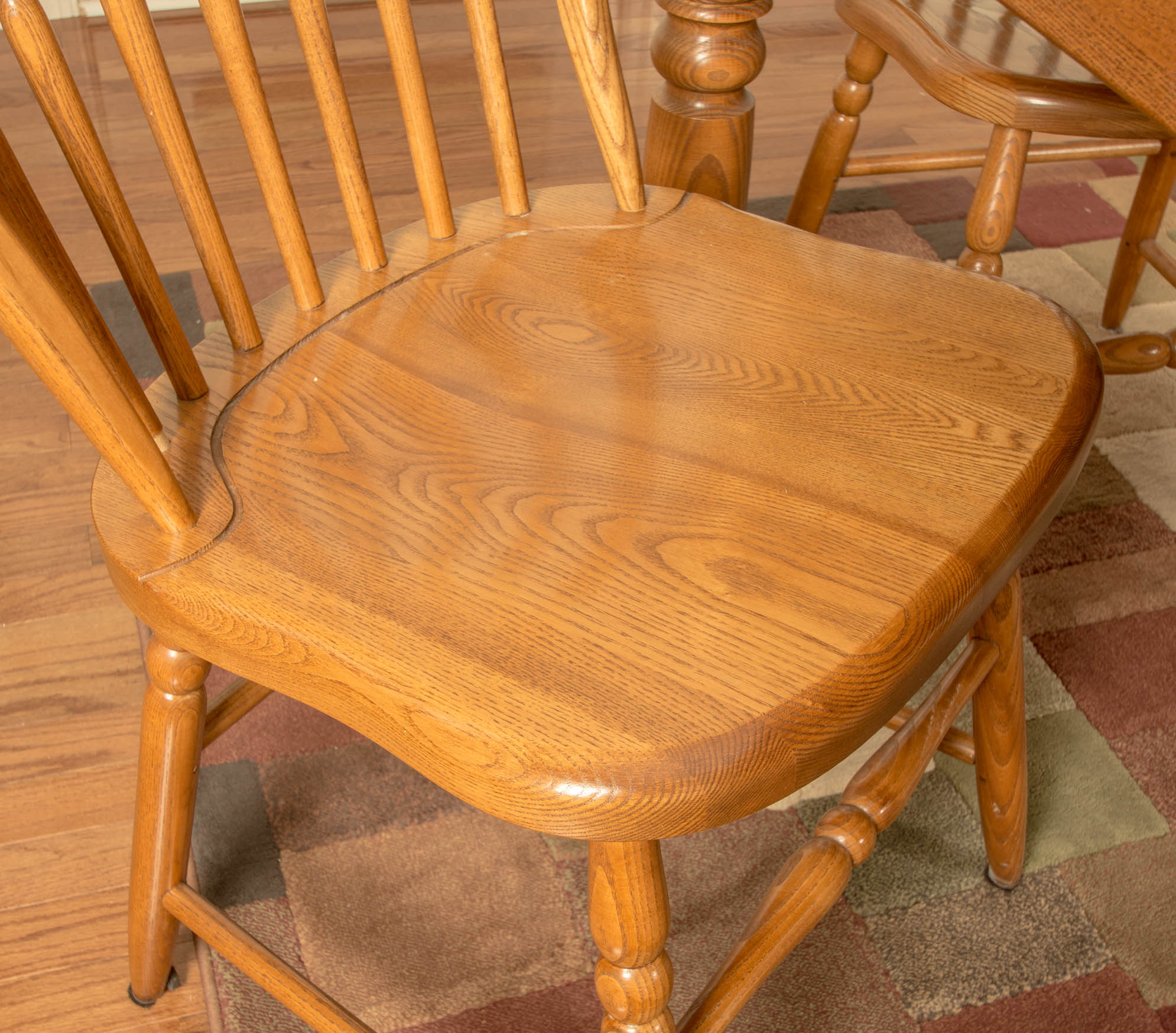 S. Bent & Bros. Oak Farmhouse Style Dining Room Table and Chairs