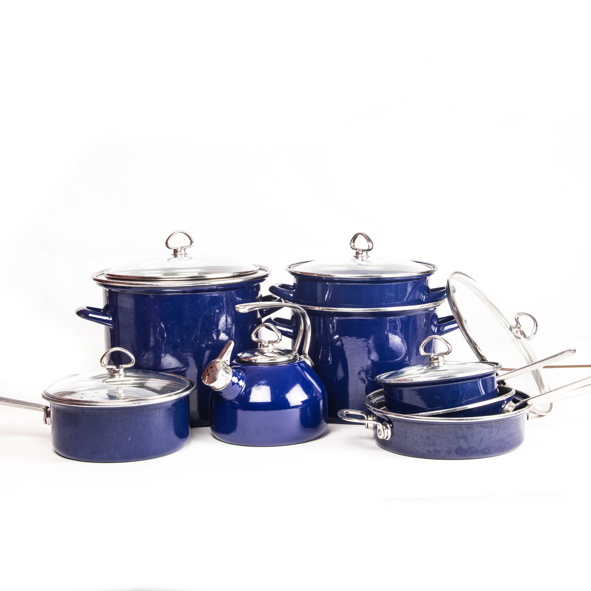 Collection of Chantal Cobalt Blue Enamel Cookware