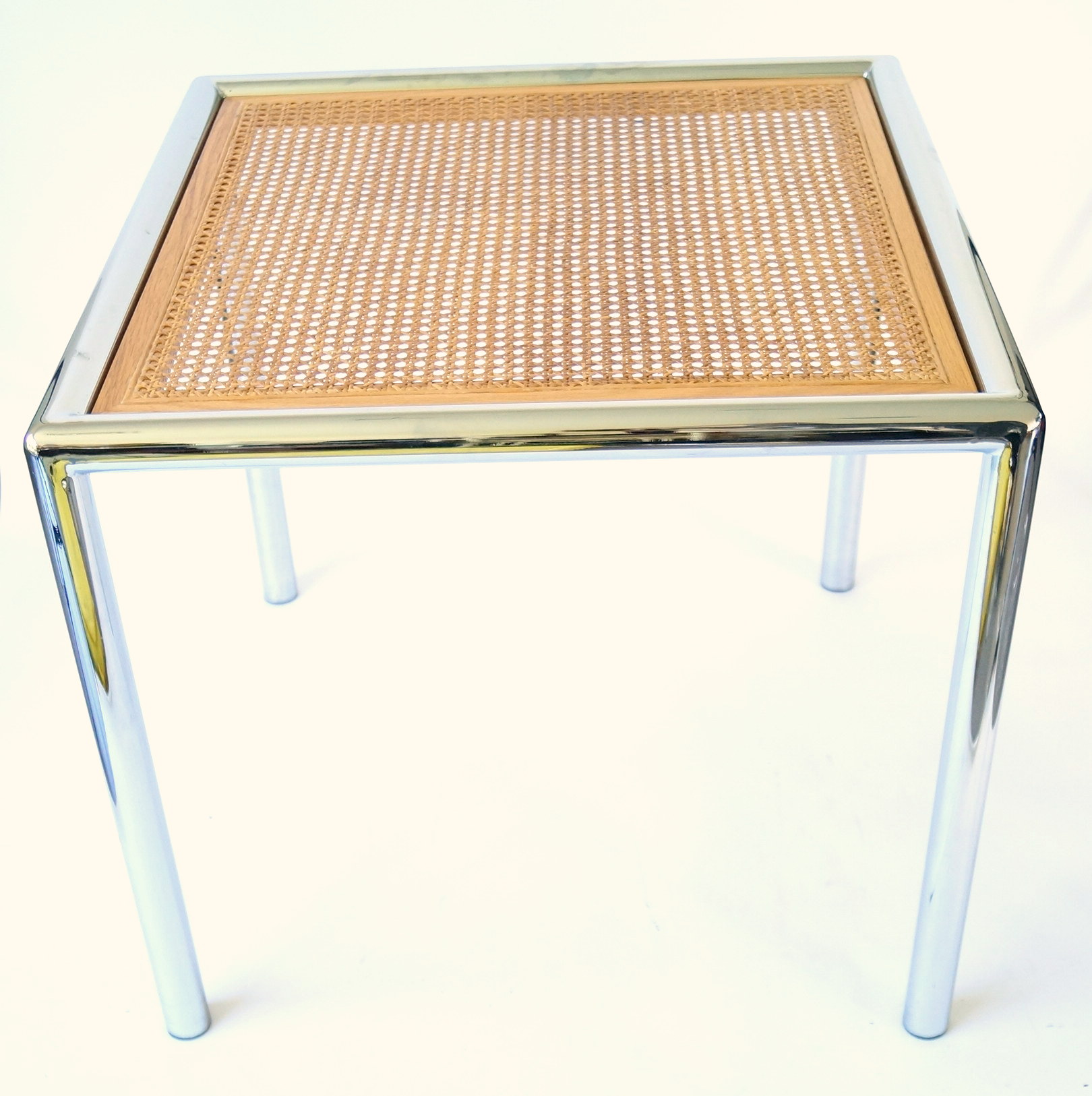Chrome and Caned Top Table