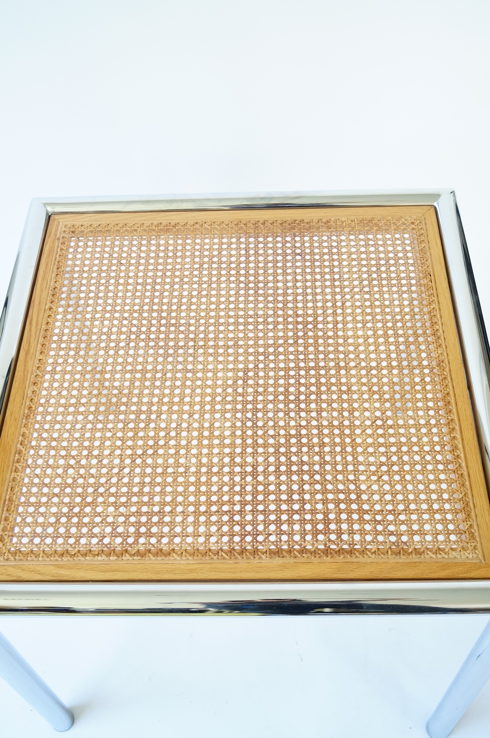 Chrome and Caned Top Table