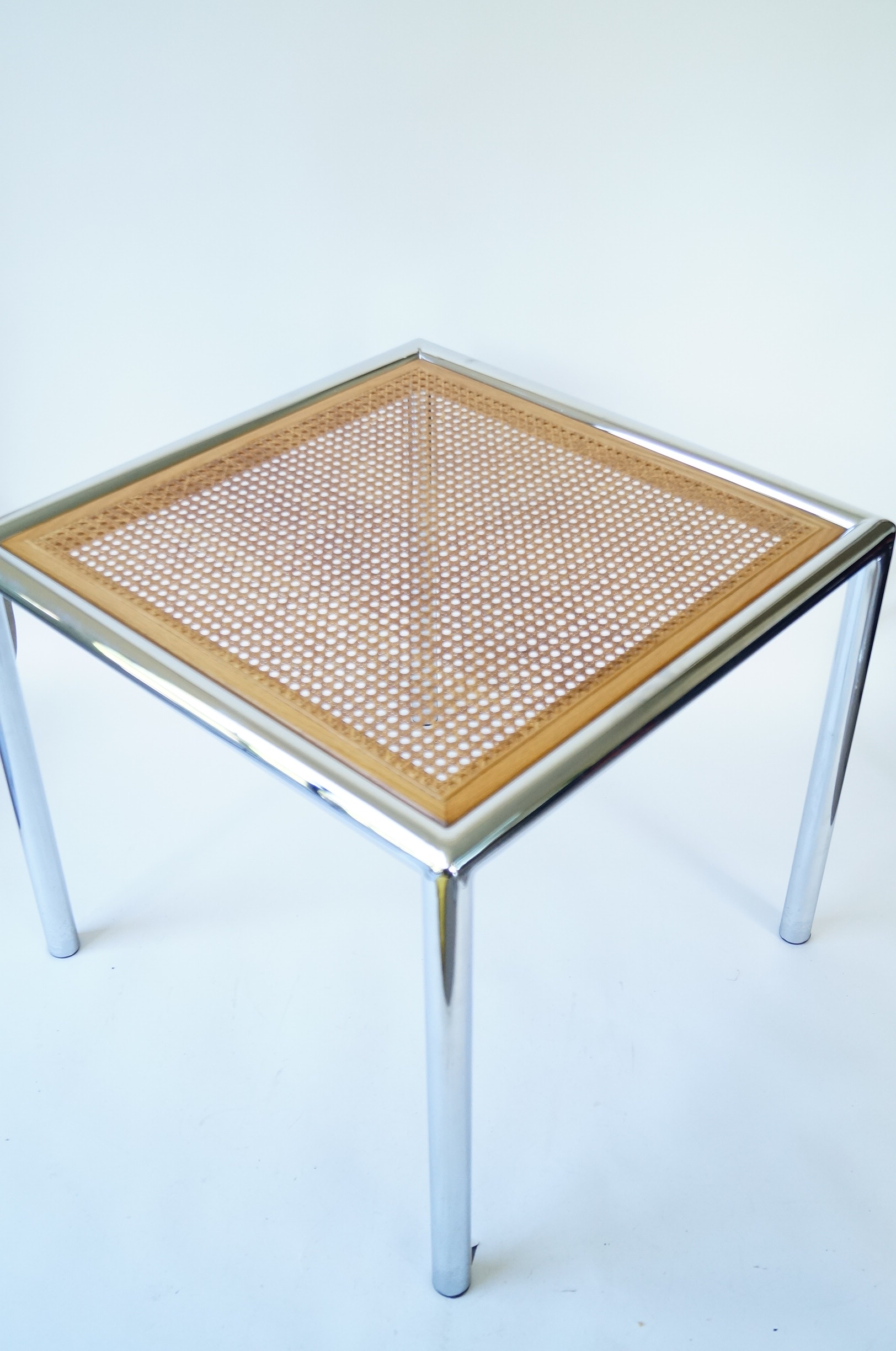 Chrome and Caned Top Table