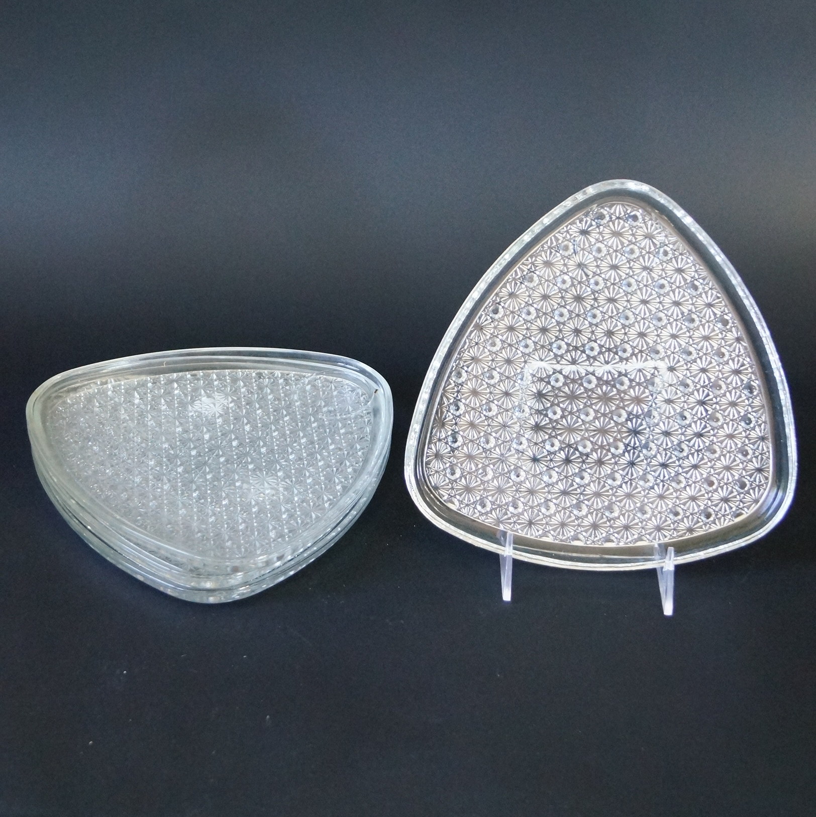 Set of Vintage Pressed Glass Snack Plates