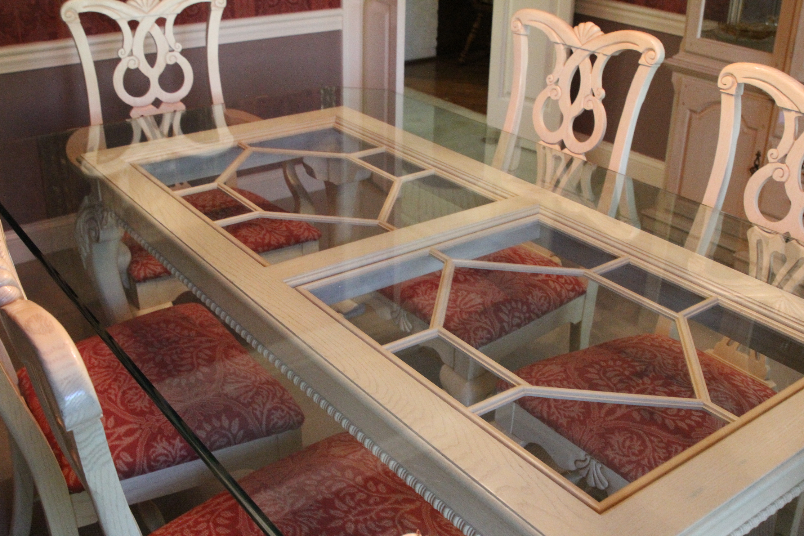 Thomasville Glass Top Dining Table and Six Chairs