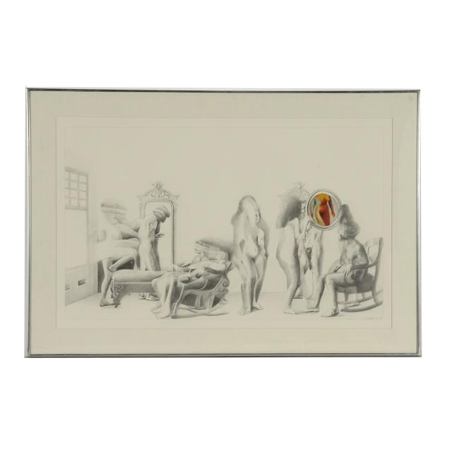 Murray Zimiles Mixed Media Drawing "Red Lady"