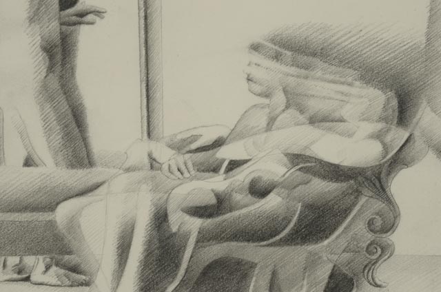 Murray Zimiles Mixed Media Drawing "Red Lady"