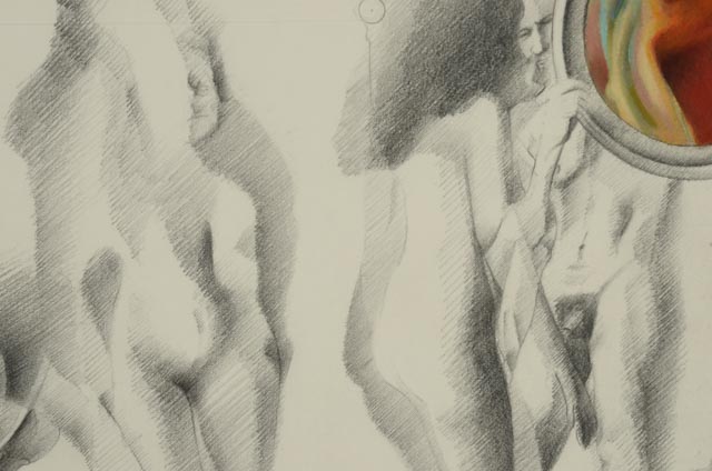 Murray Zimiles Mixed Media Drawing "Red Lady"