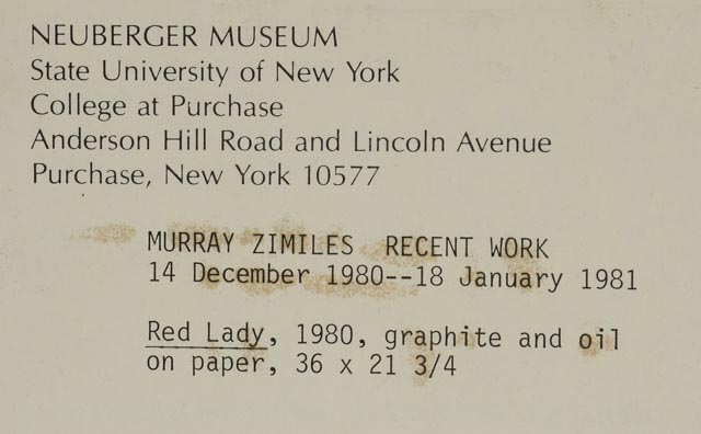 Murray Zimiles Mixed Media Drawing "Red Lady"