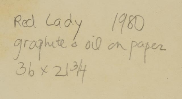 Murray Zimiles Mixed Media Drawing "Red Lady"