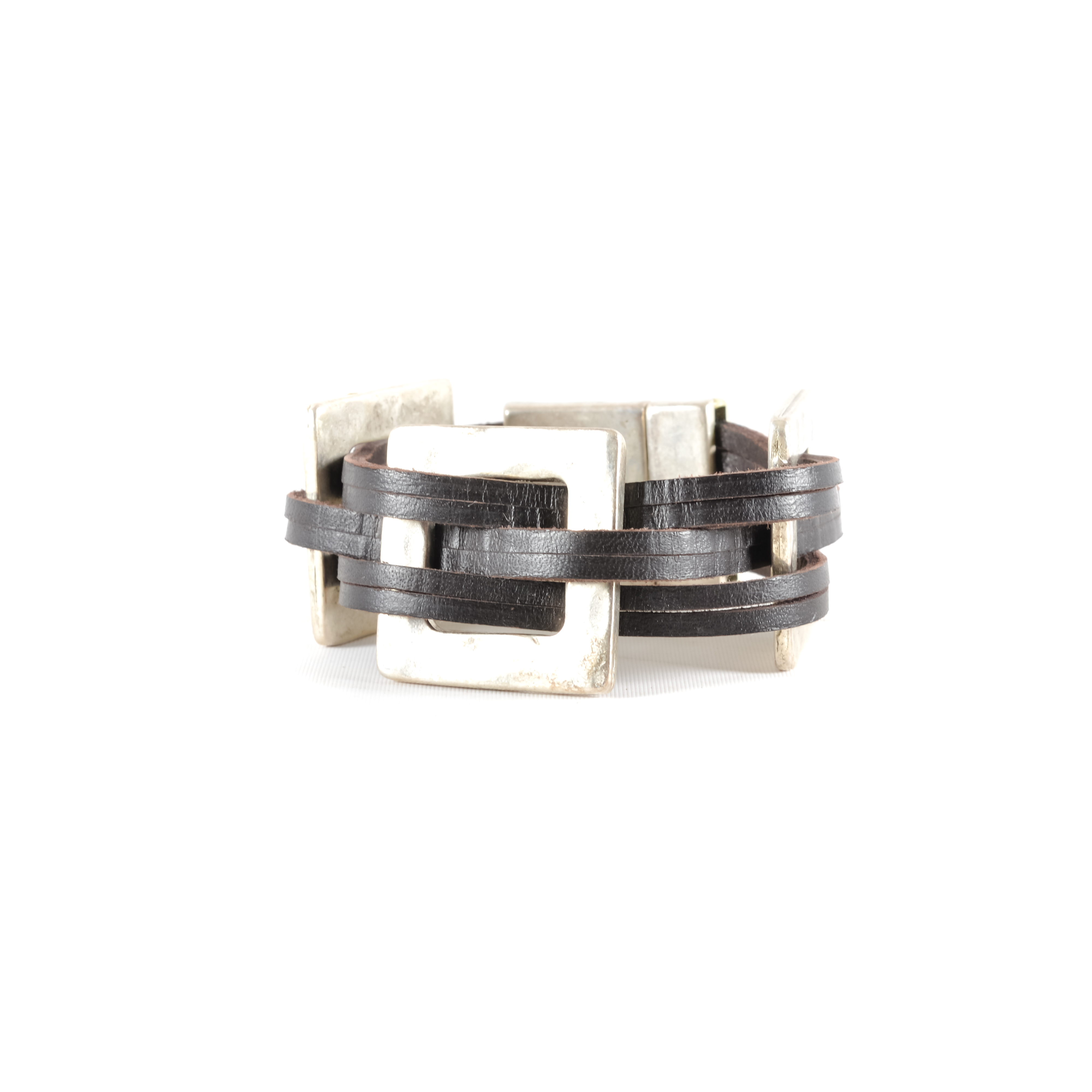 Oclaf Leather and Metal Bracelet