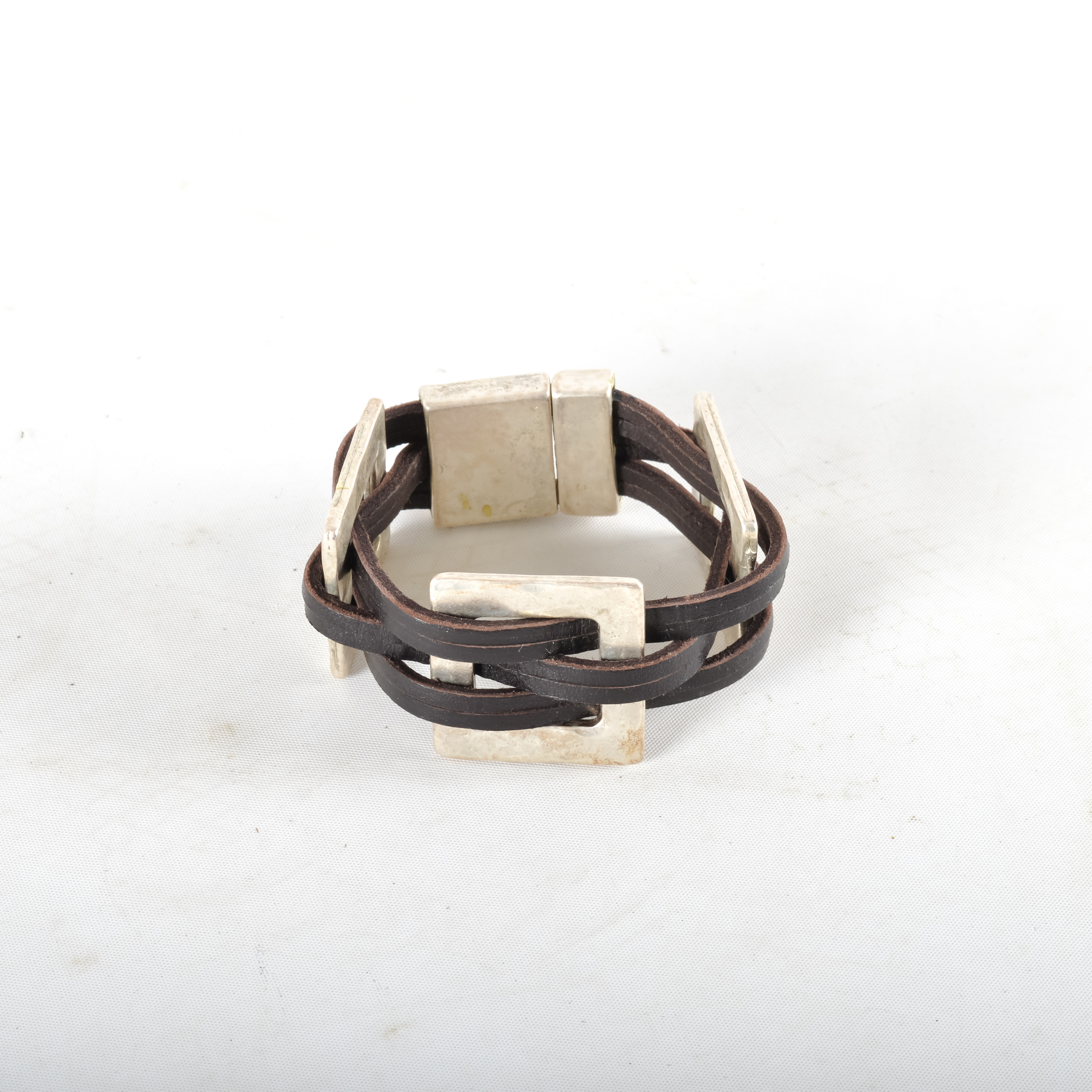 Oclaf Leather and Metal Bracelet