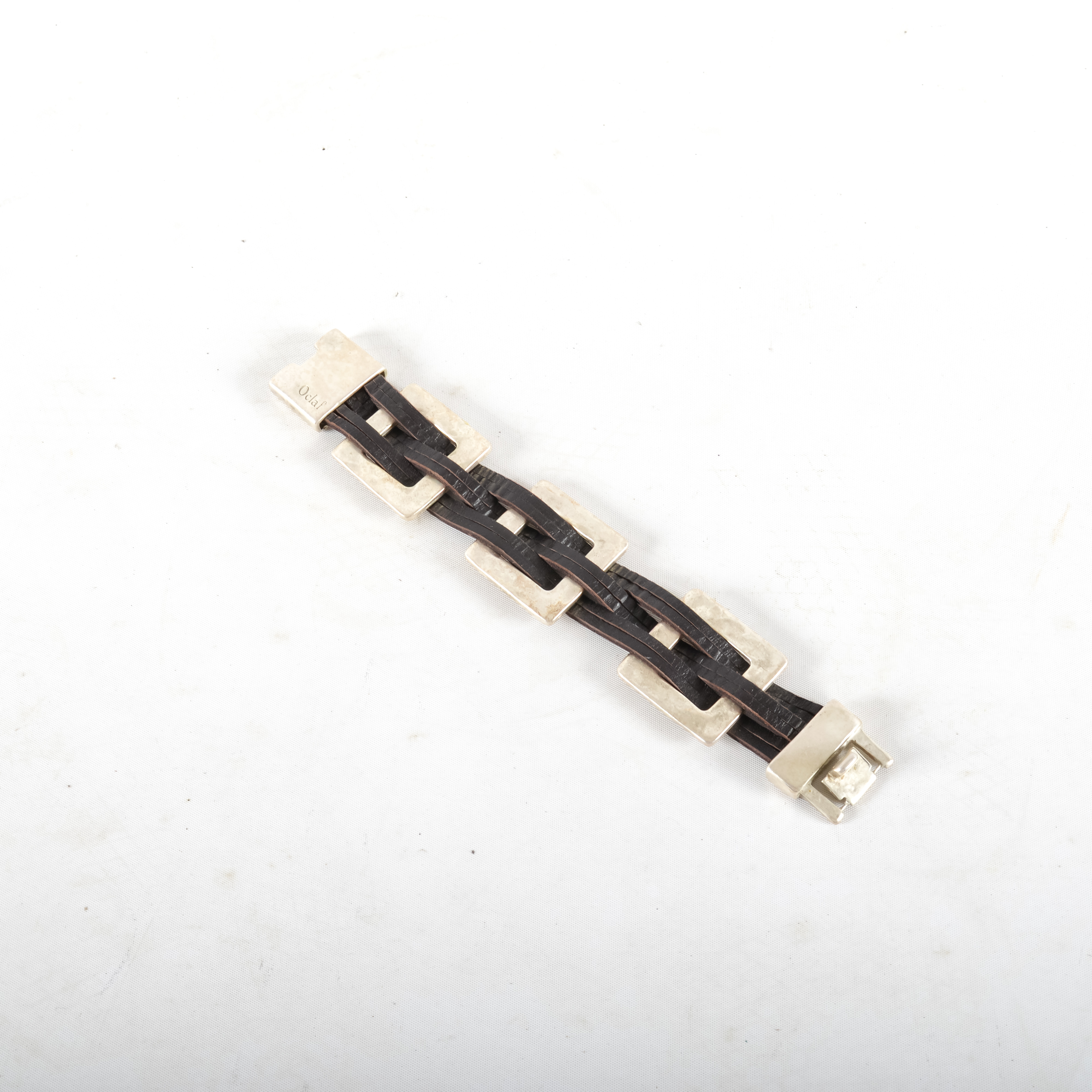 Oclaf Leather and Metal Bracelet