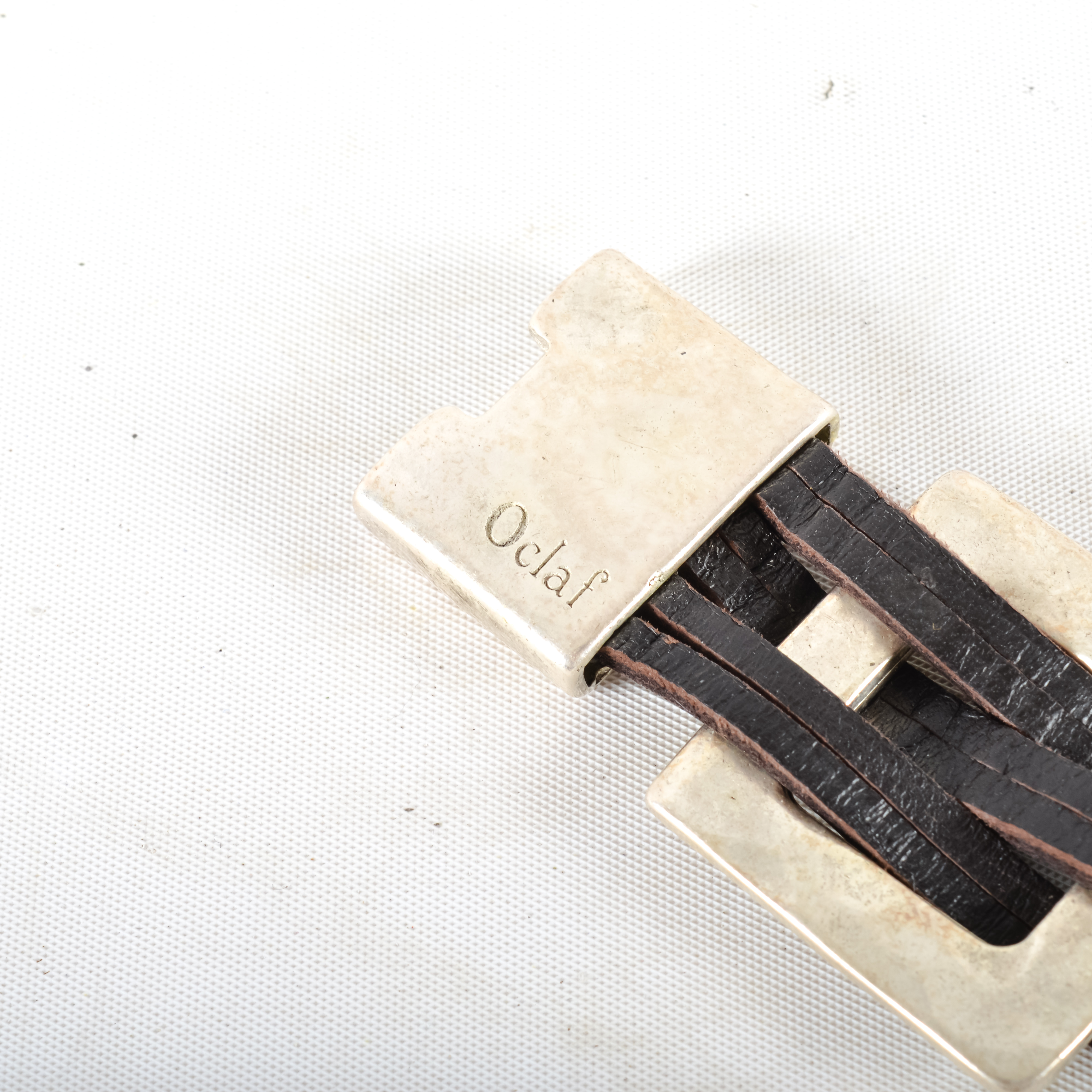 Oclaf Leather and Metal Bracelet