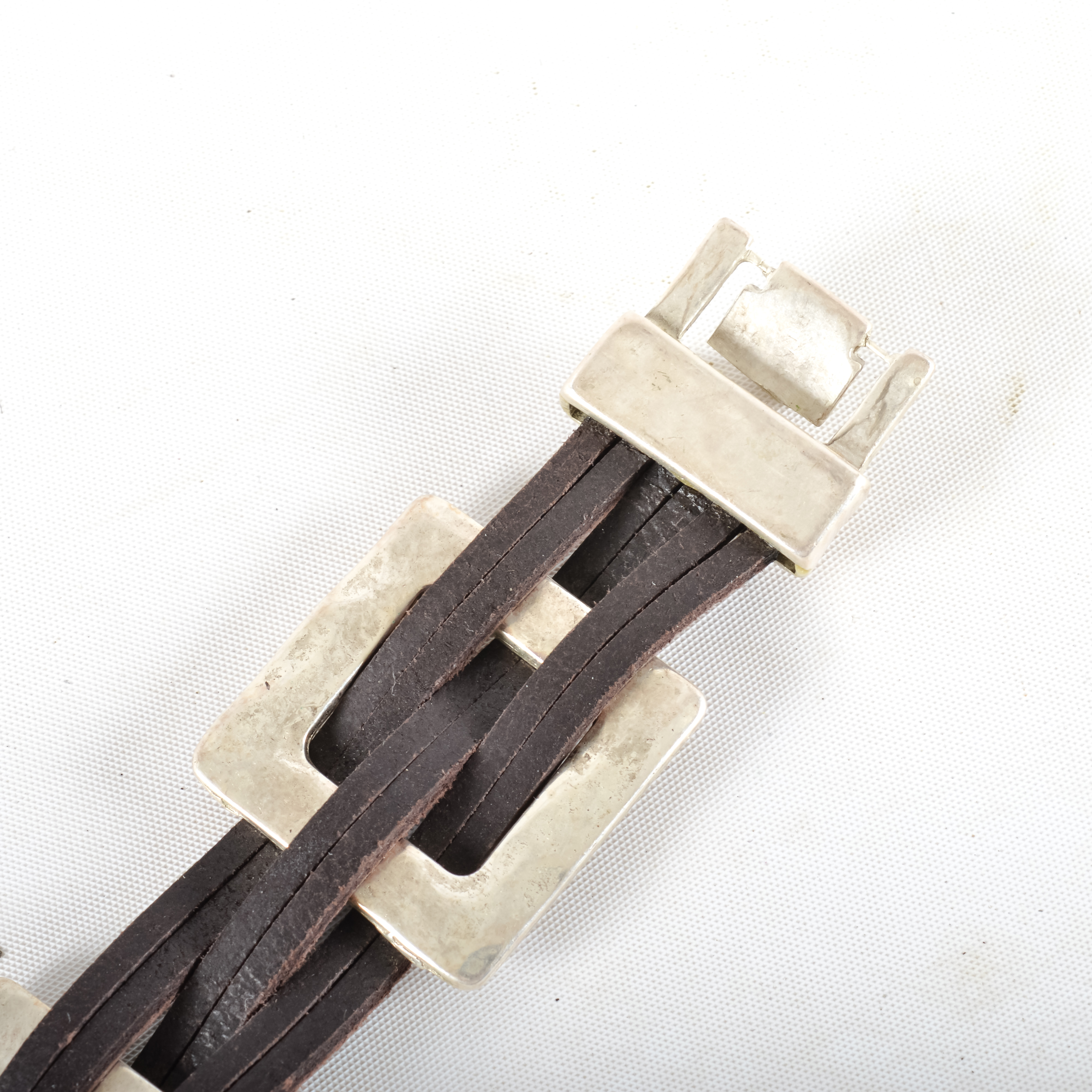 Oclaf Leather and Metal Bracelet