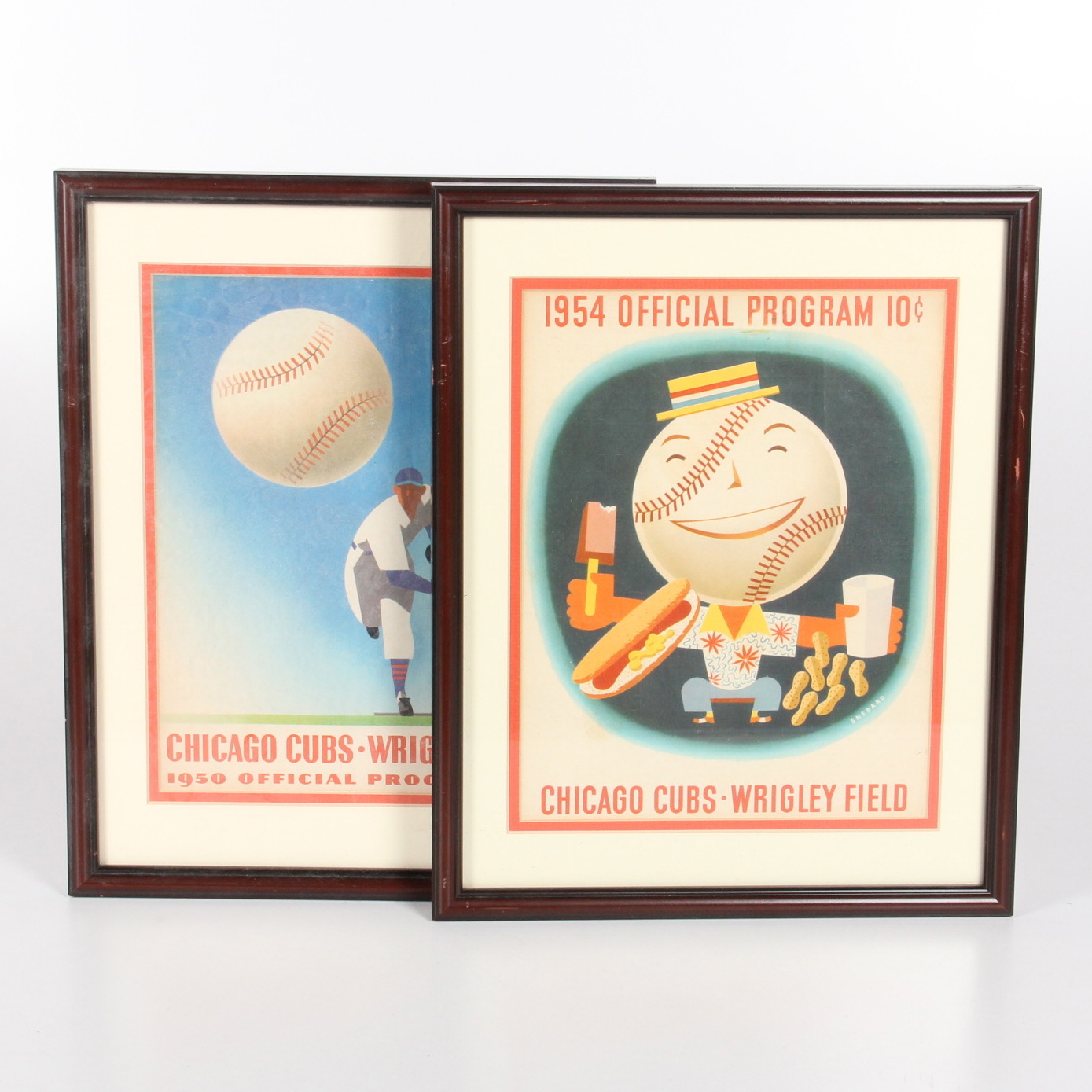 Pair of Framed 1950's Chicago Cubs Programs