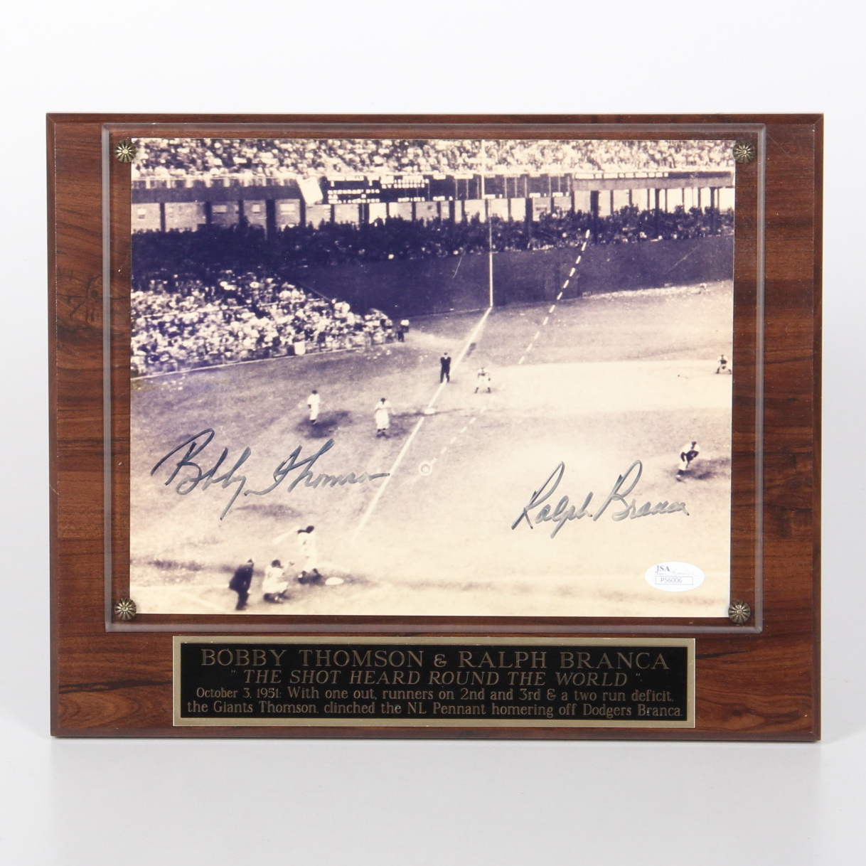 Bobby Thomson and Ralph Branca Autographed Plaque