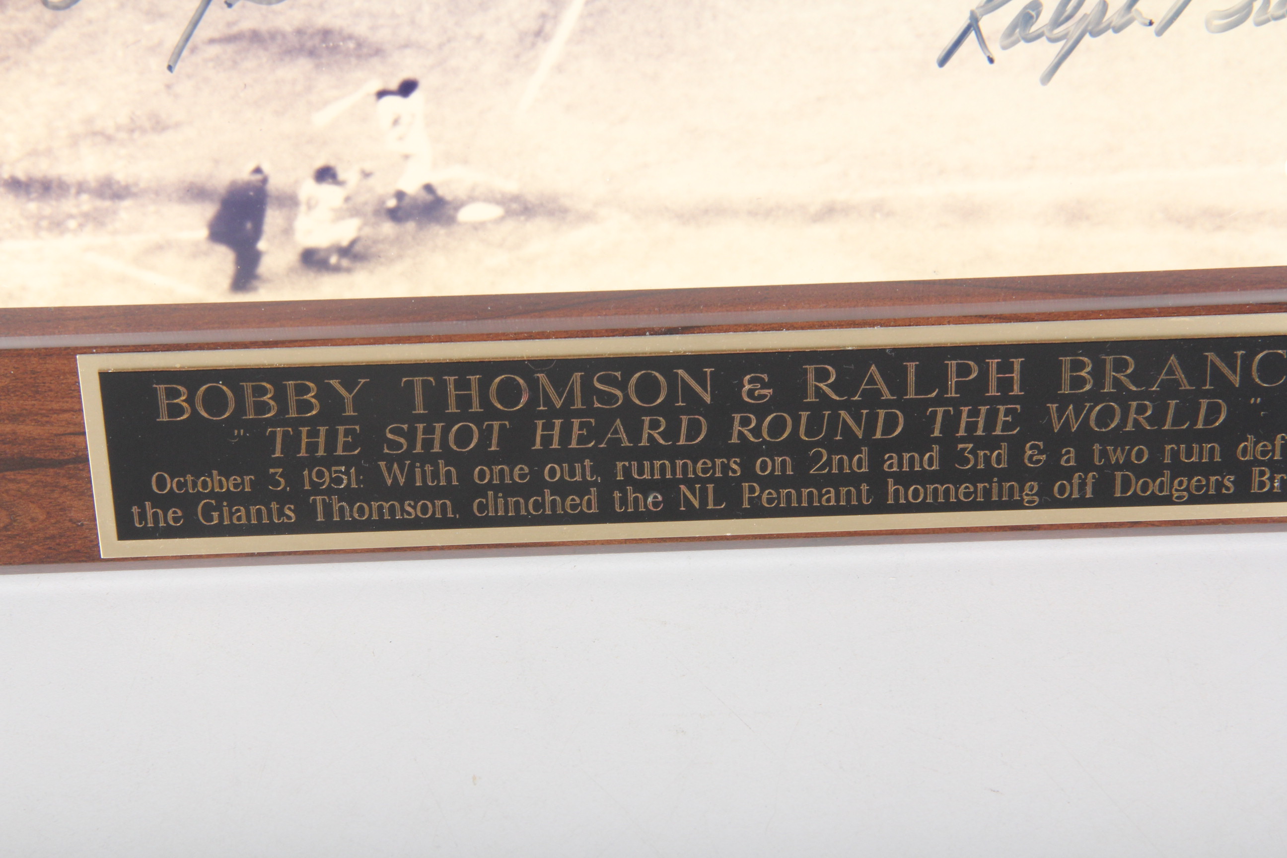 Bobby Thomson and Ralph Branca Autographed Plaque