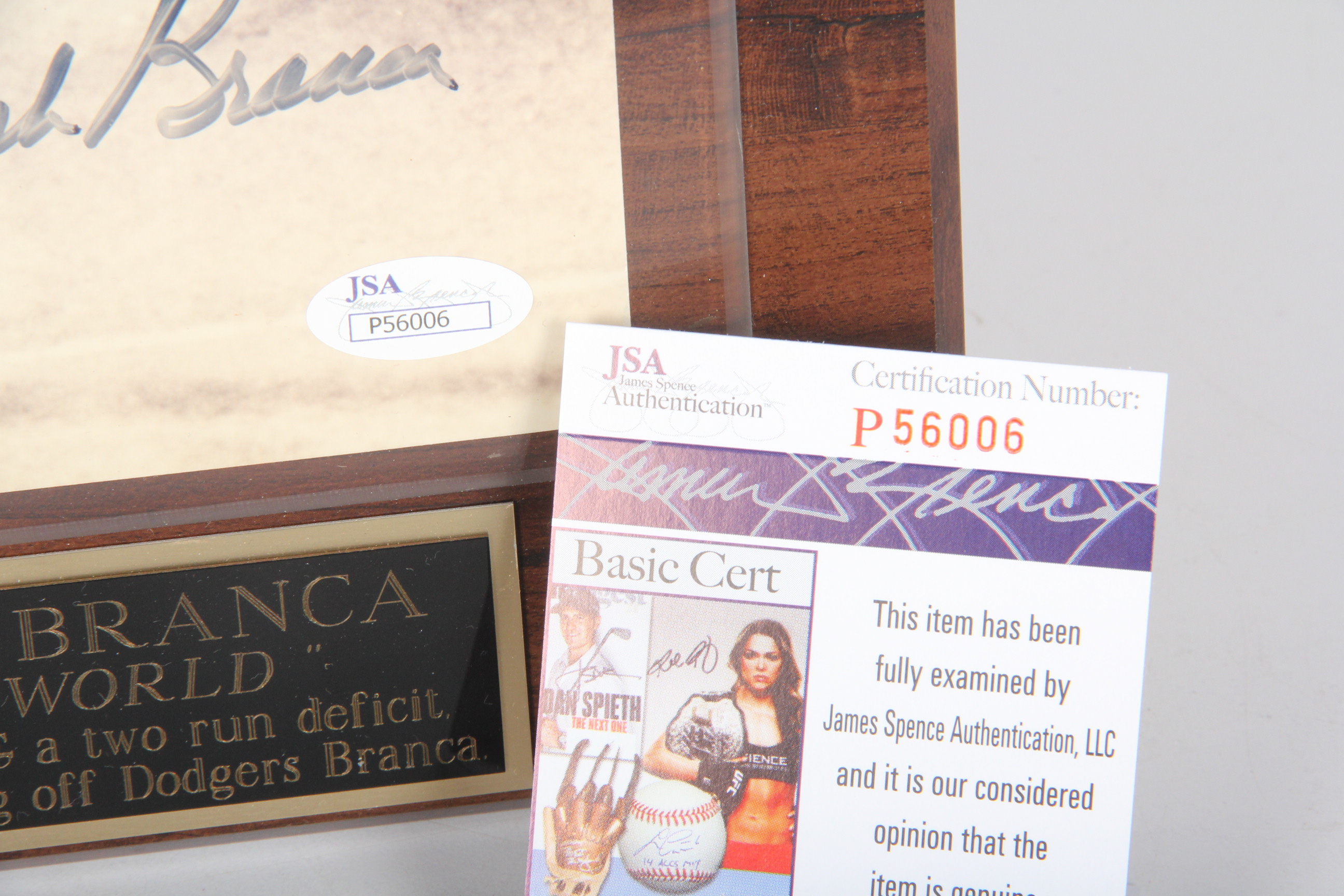 Bobby Thomson and Ralph Branca Autographed Plaque