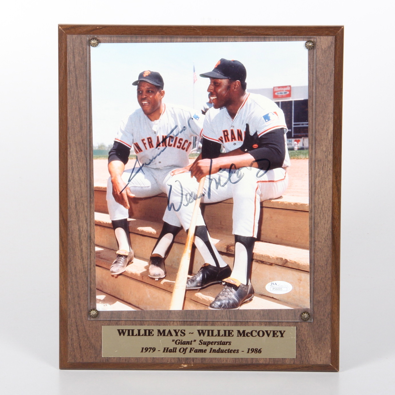 Willie Mays and Willie McCovey Autographed Plaque