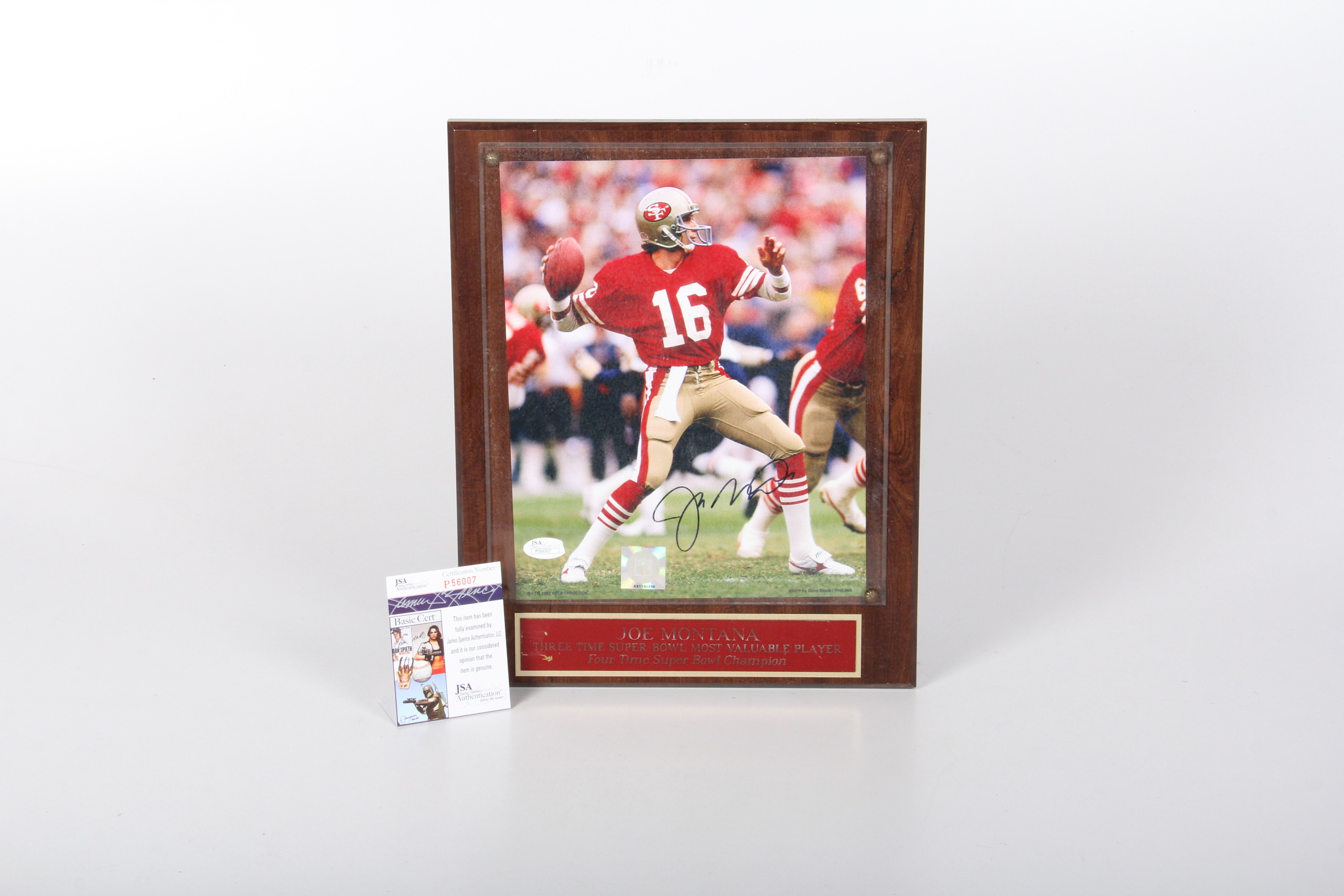 Joe Montana Autographed Photo Plaque