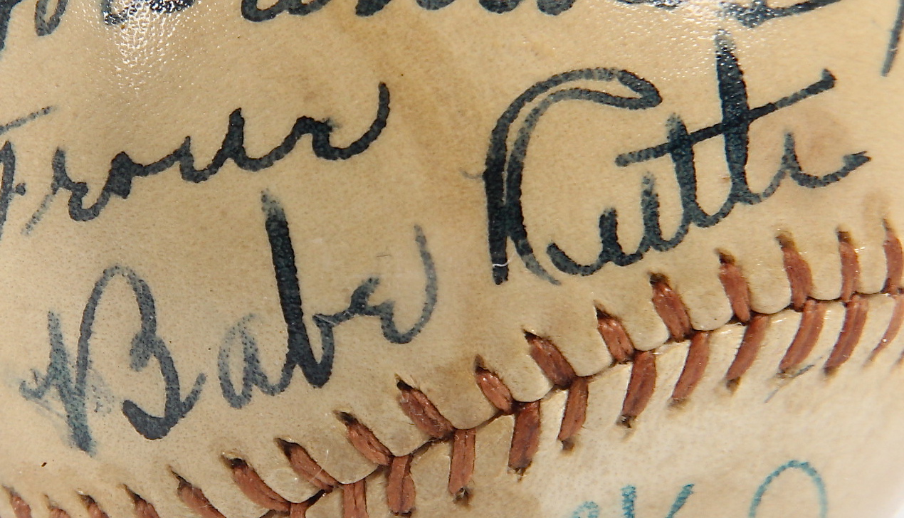 Vintage Babe Ruth, Jackie Robinson and Bob Feller Signed Baseball with Other Signatures