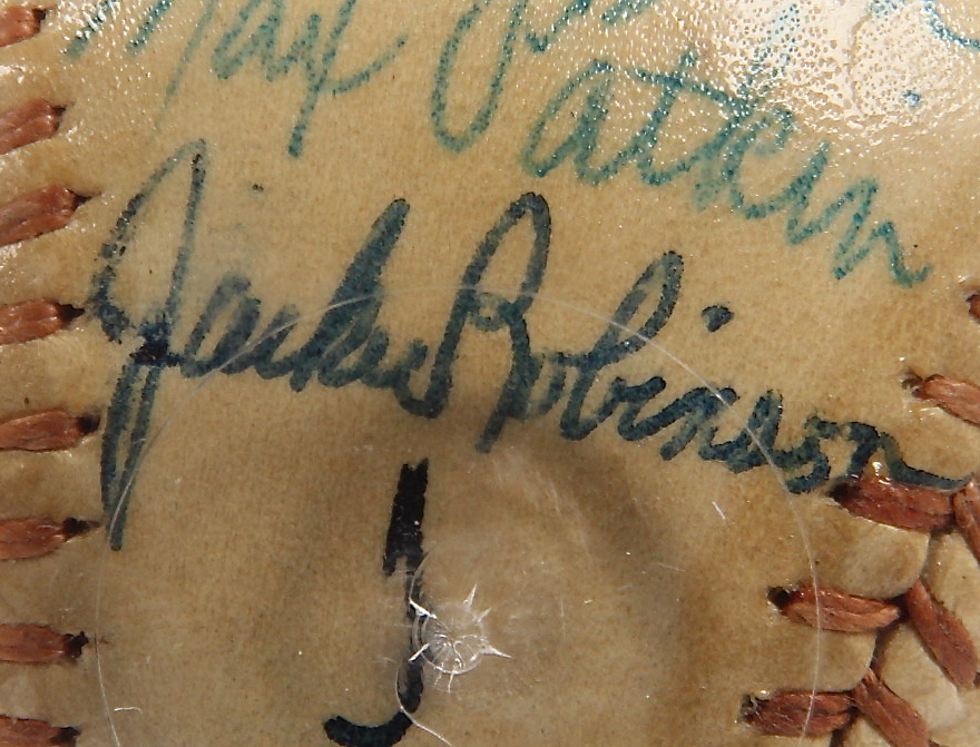 Vintage Babe Ruth, Jackie Robinson and Bob Feller Signed Baseball with Other Signatures