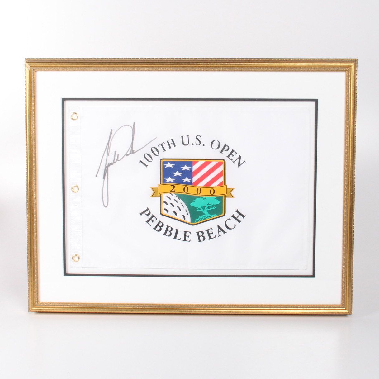 Tiger Woods Signed 2000 Pebble Beach U.S. Open White Pin Flag