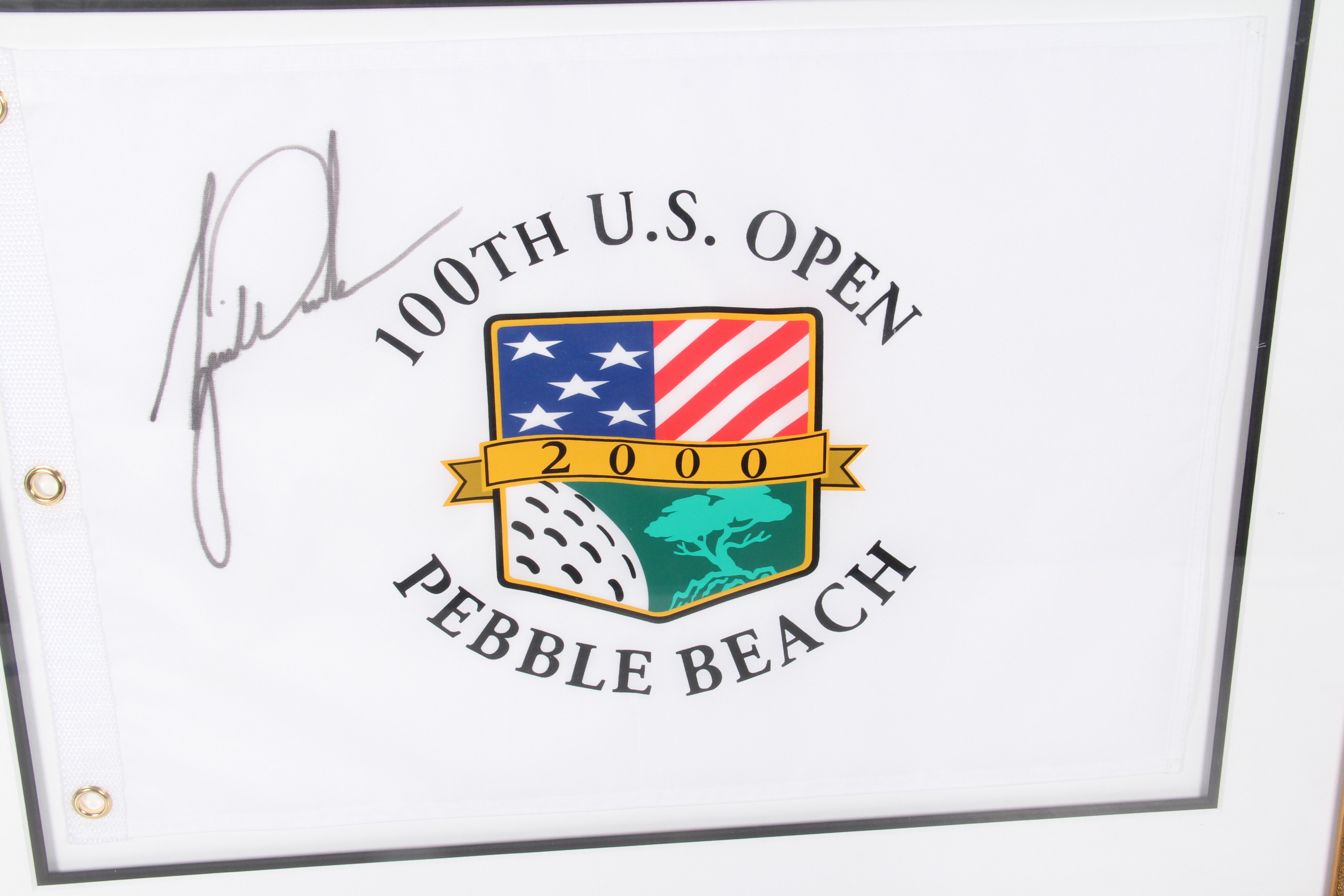 Tiger Woods Signed 2000 Pebble Beach U.S. Open White Pin Flag