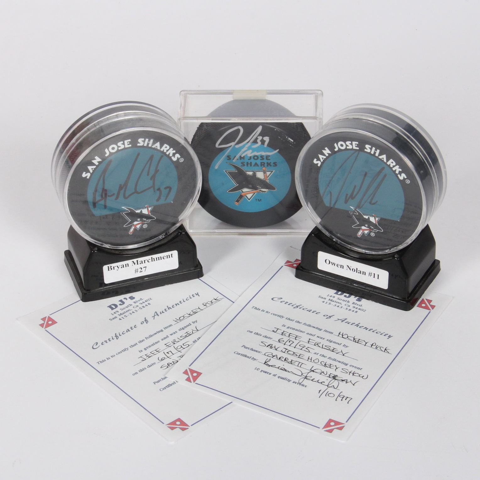 Autographed San Jose Sharks Hockey Pucks
