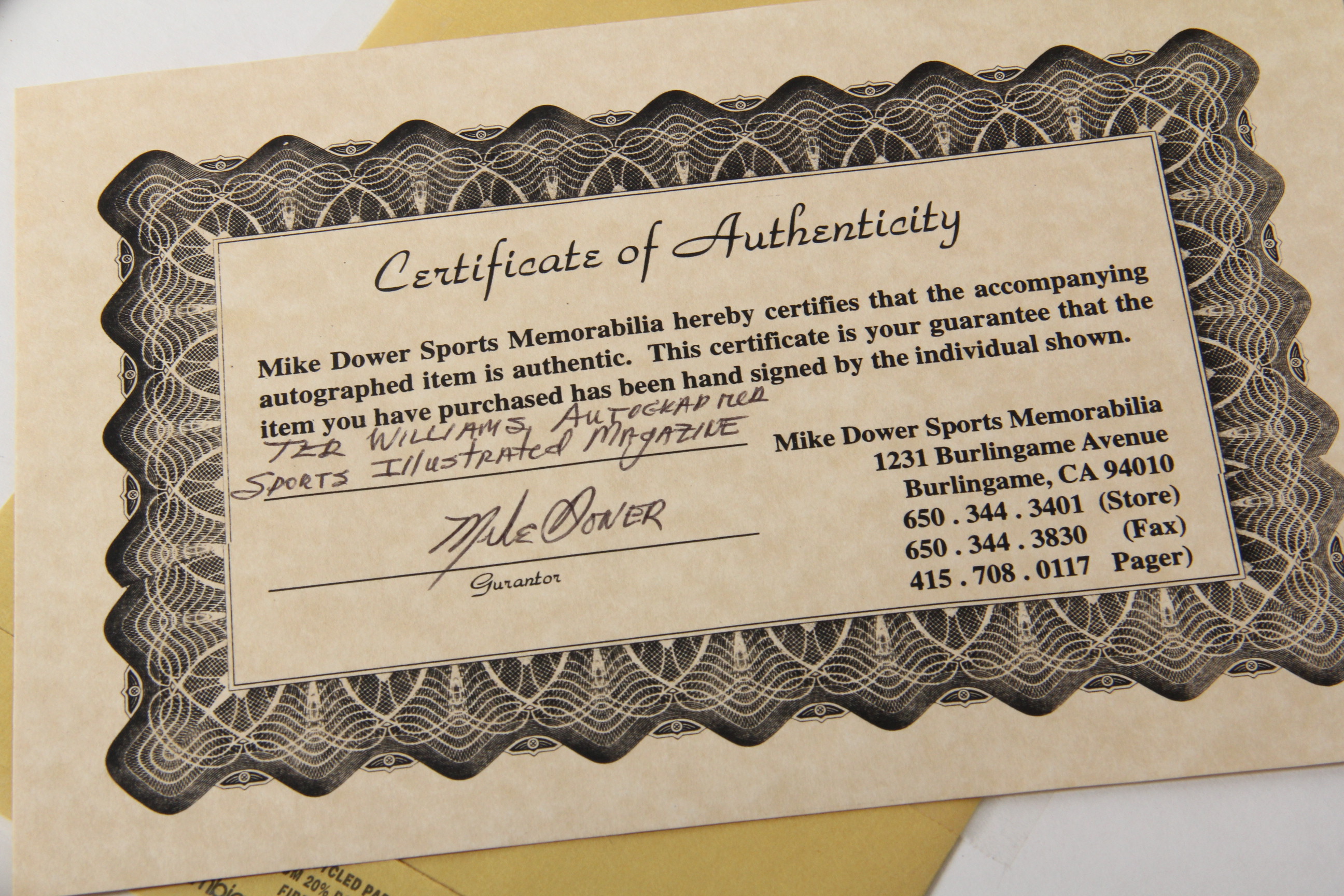 Ted Williams Signed Sports Illustrated Magazine