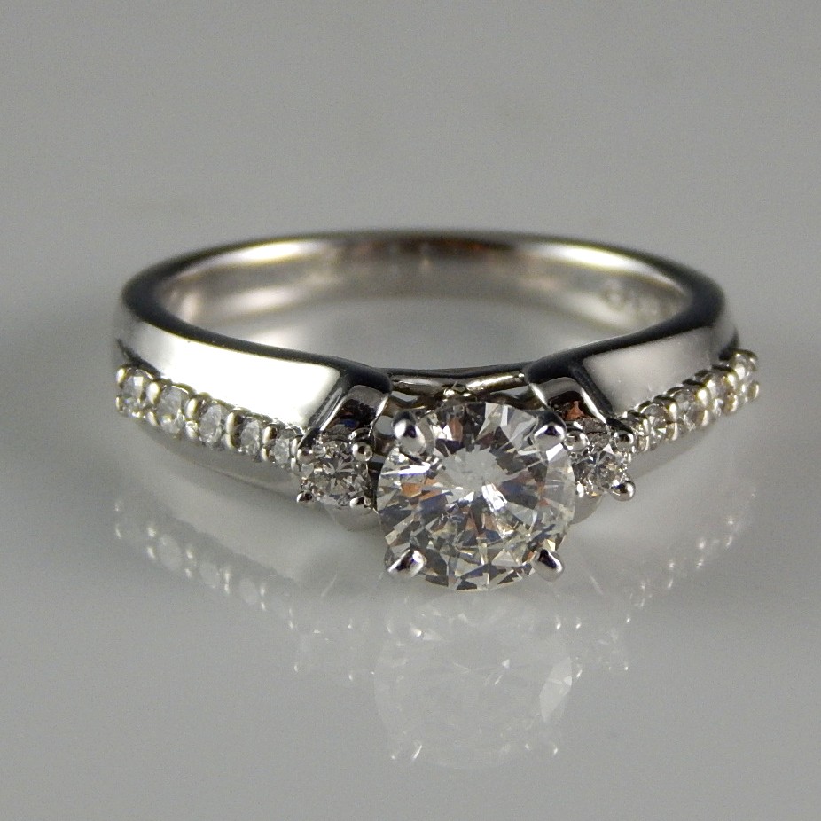 14K White Gold and Diamond Ring