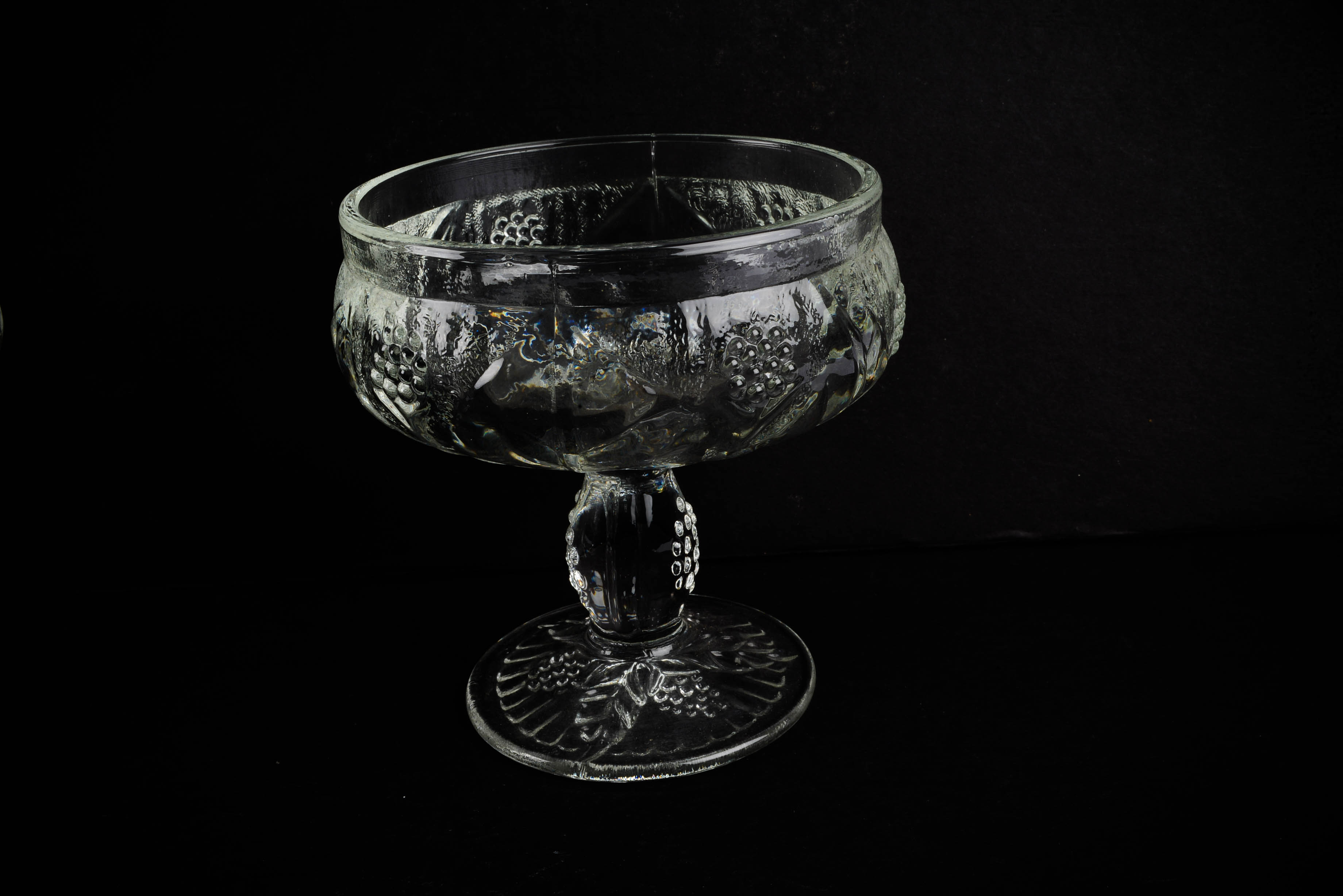 Four Vintage Pressed Glass Dessert Dishes