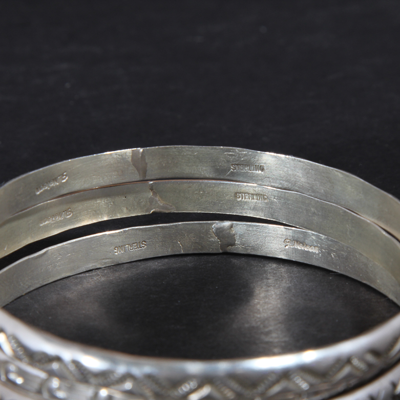 Trio of G. Nelson Sterling Silver Bangle Bracelets