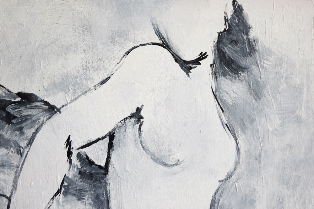 Original Acrylic Painting of a Female Nude on Stretched Canvas By Sherie Marek, Beautifully Framed
