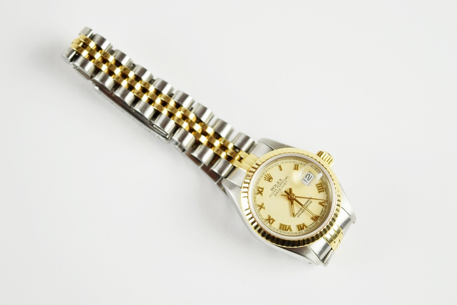 Ladies Rolex Oyster Perpetual Datejust Watch with Stainless Steel and 18K Yellow Gold Bracelet