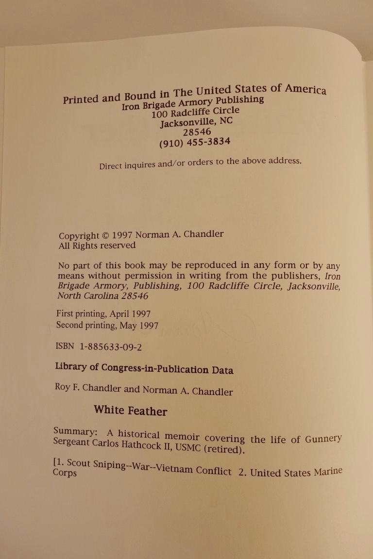White Feather: Carlos Hathcock, USMC Scout Sniper, Roy Chandler