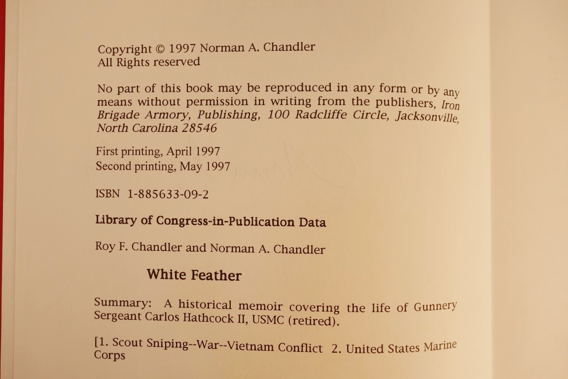 White Feather: Carlos Hathcock, USMC Scout Sniper, Roy Chandler