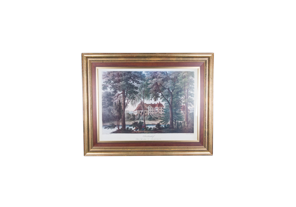 Framed Offset Lithograph of Engraving after "Christinehof" by Ulrik Thersner