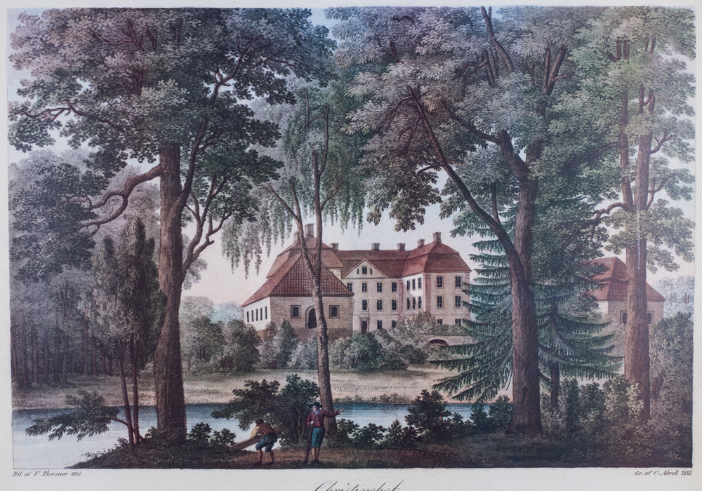 Framed Offset Lithograph of Engraving after "Christinehof" by Ulrik Thersner